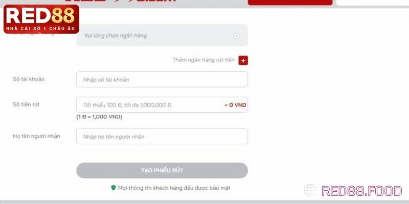 Hướng dẫn quy trình rút tiền RED88 chi tiết nhất 